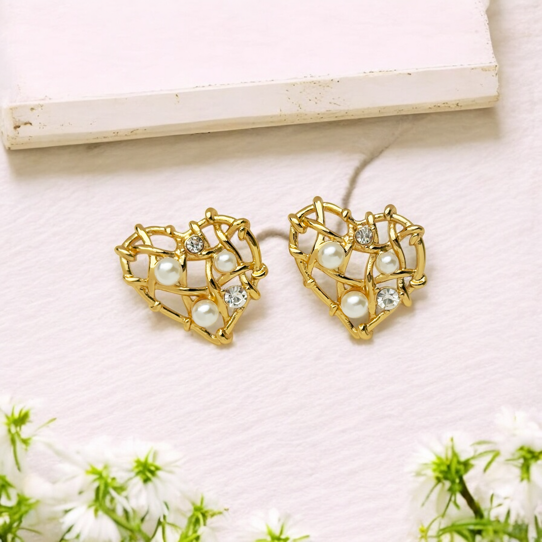 Celeste Lace Heart Studs