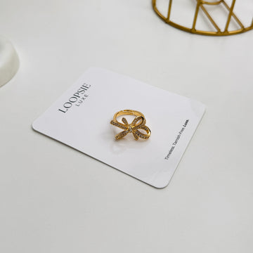 Golden Glimmer Bow Ring