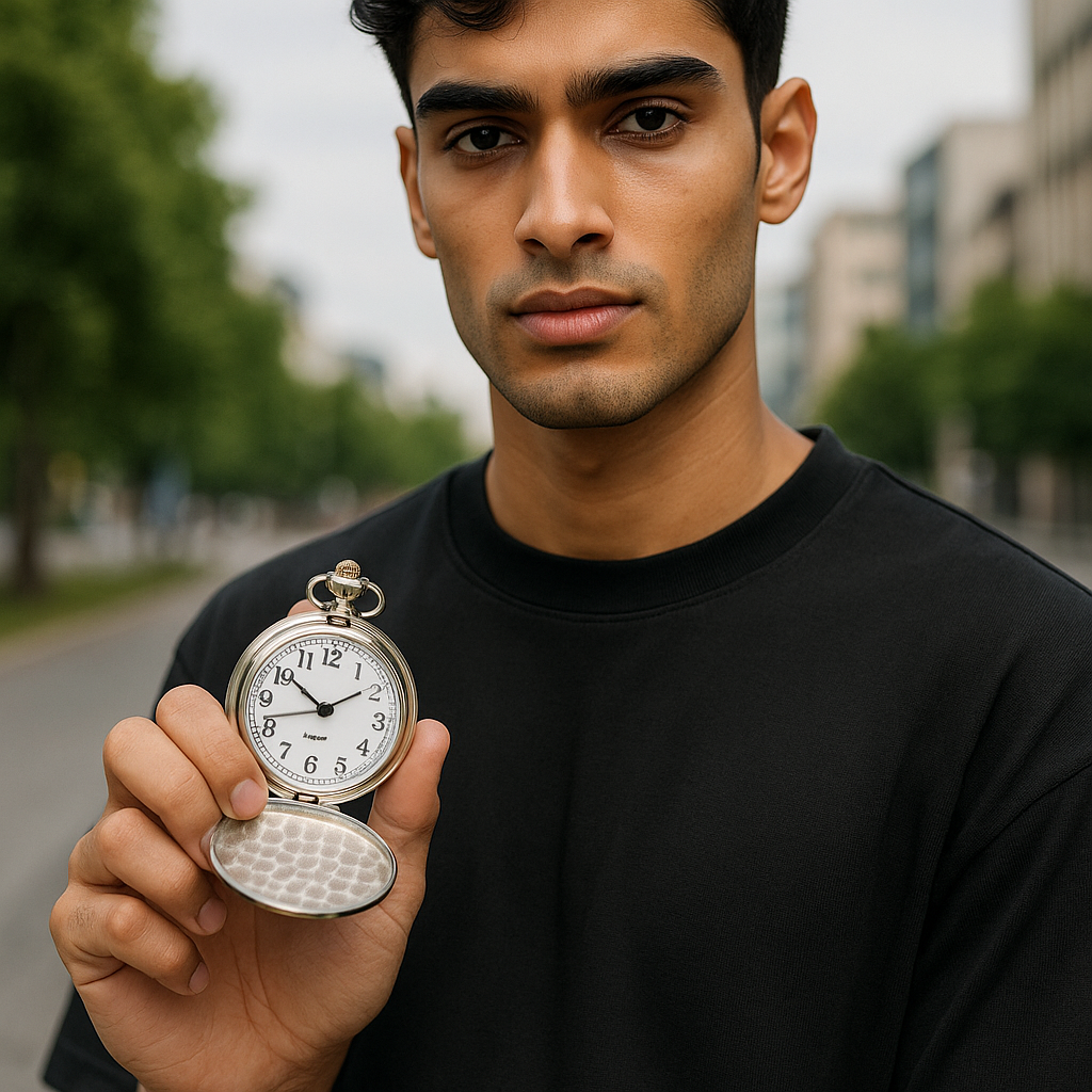 Shield Silver Pocket Watch Keychain