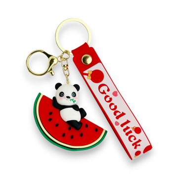 Panda on Watermelon Keychain – Good Luck Edition