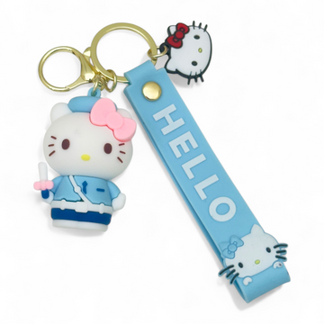 Hello kitty in blue uniform keychain