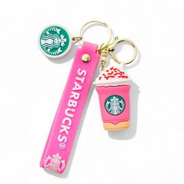 Cafe Lover drink cup keychain – pink