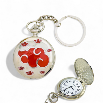 Akatsuki Ninja Silver Pocket Watch Keychain