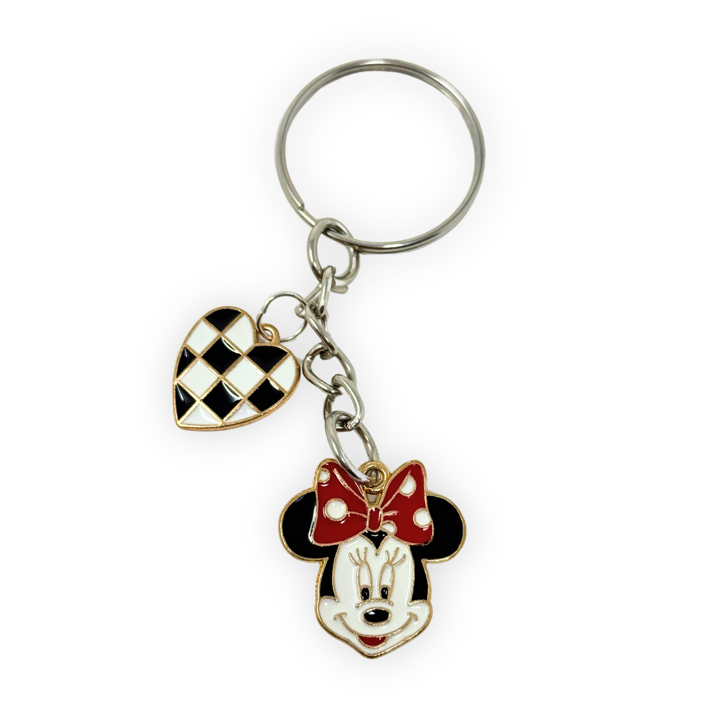 Checkered Heart Minnie Keychain