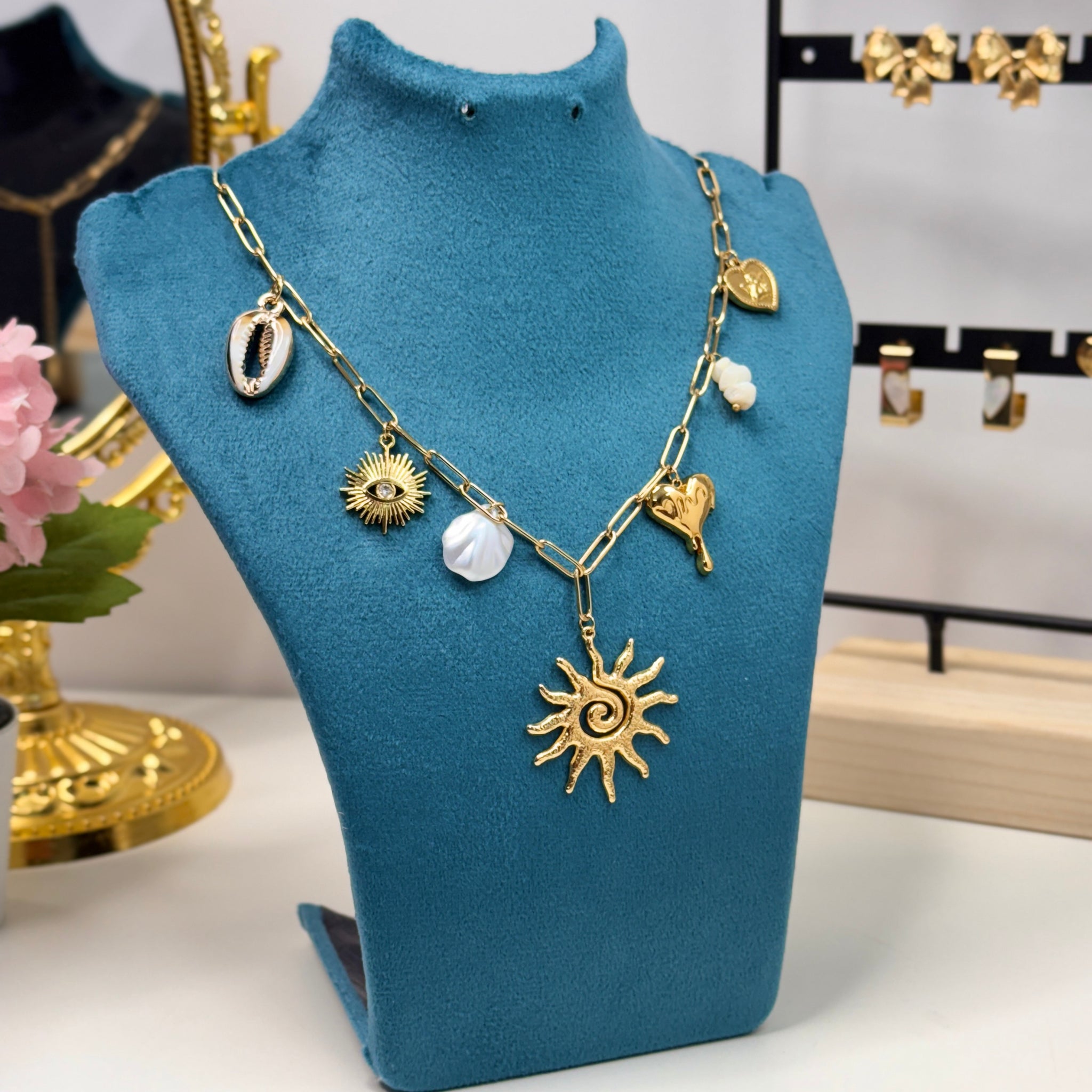 Golden Sunbeam Charm Necklace