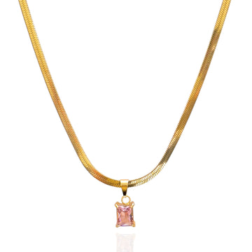Blush Gem Herringbone Necklace