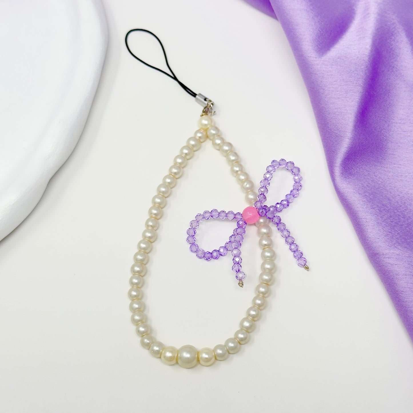 Beaded Bow Phone Charm