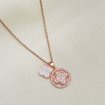 Clover Gleam Dual Pendant Necklace