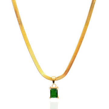 Emerald Luxe Herringbone Necklace