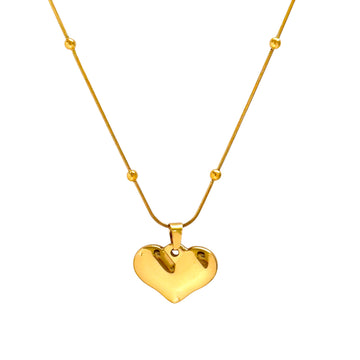 Golden Puff Heart Necklace
