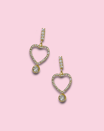 Crystal Heart Drop Studs