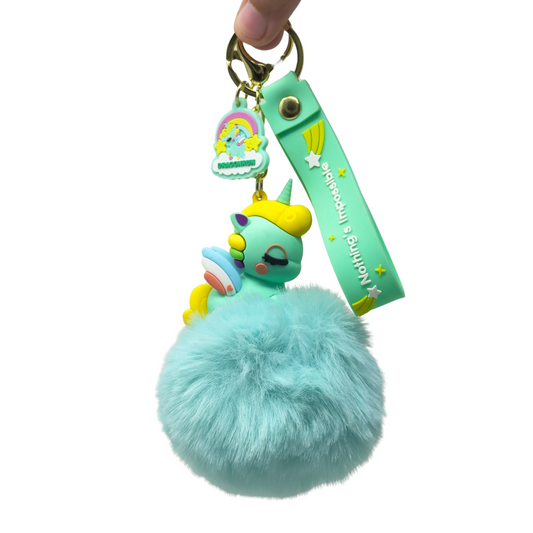 Dreamy Unicorn Pom Keychain