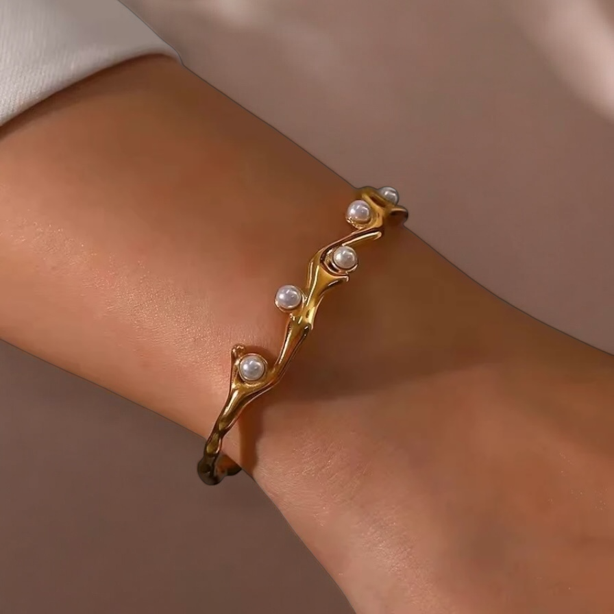 Golden Tide Pearl Bangle