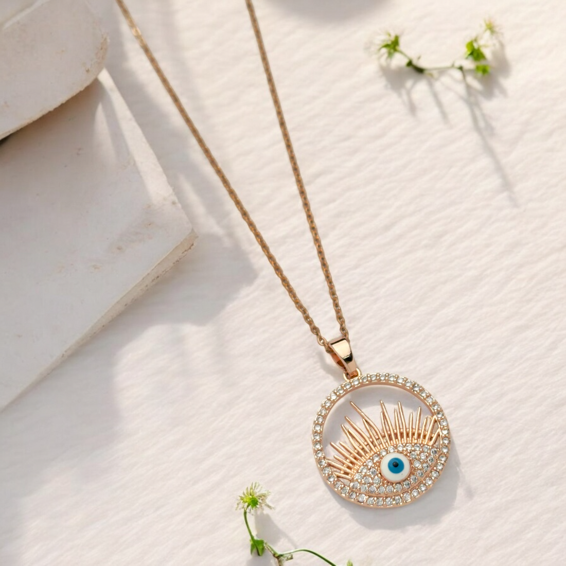 Celestial Evil Eye Necklace Rose Gold