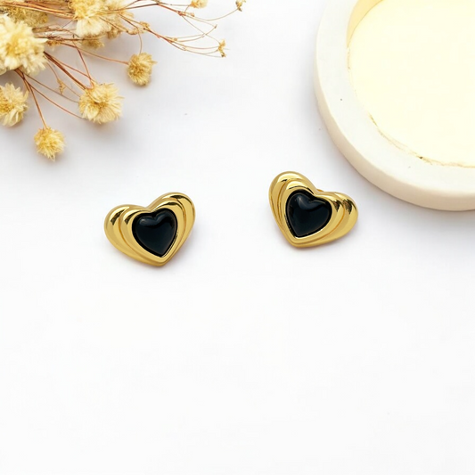 Noir Luxe Heart Studs