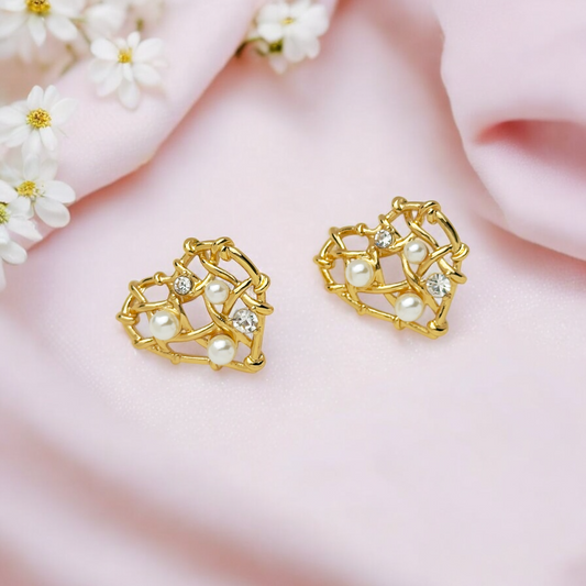 Celeste Lace Heart Studs