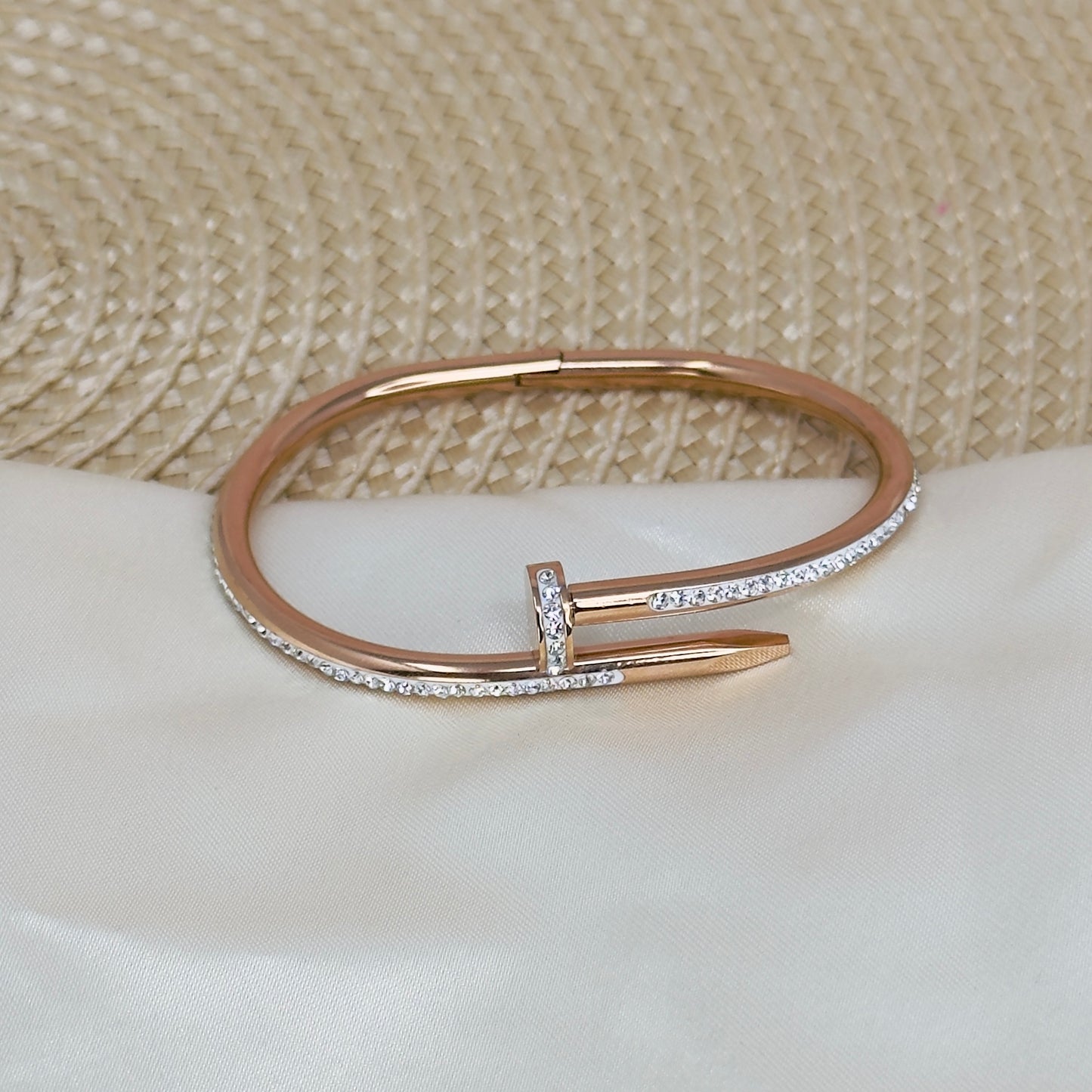 Bedazzled Nail Bracelet - Rose Gold