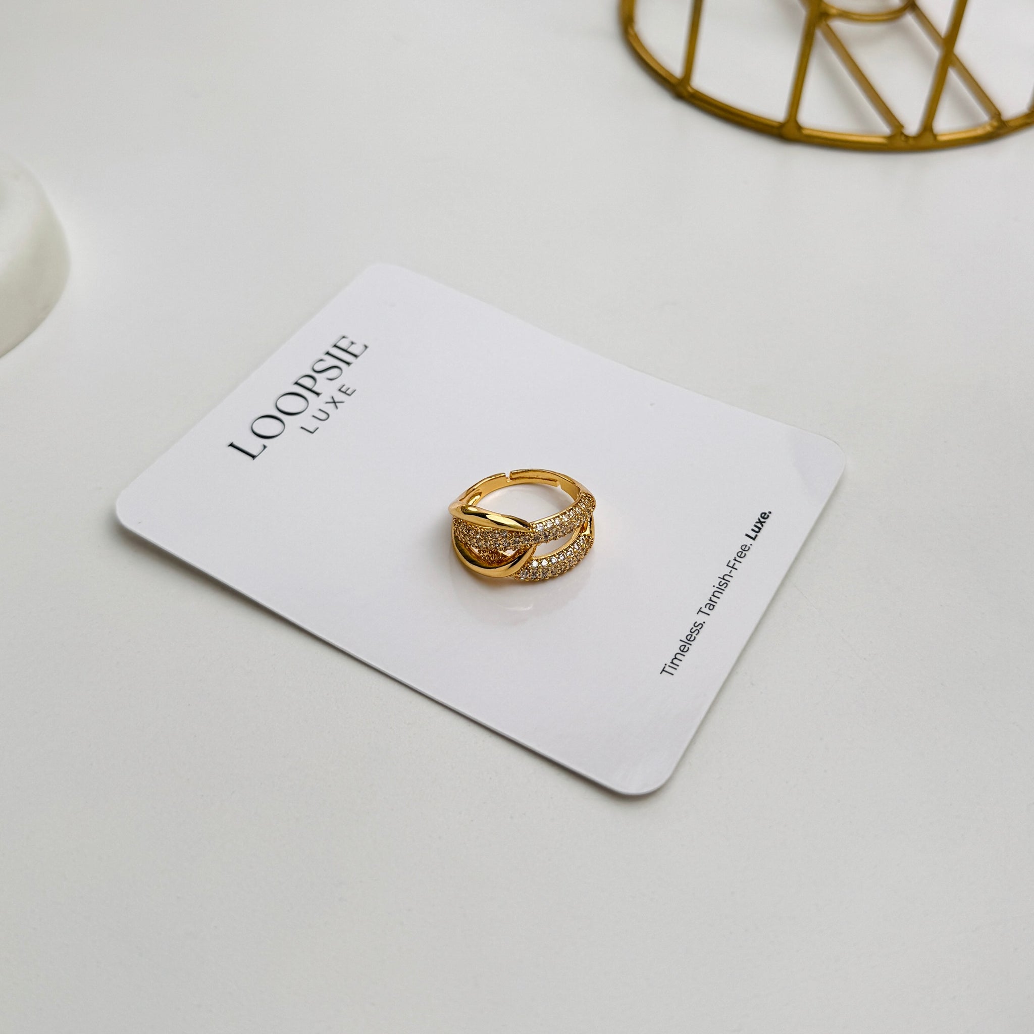 Golden Embrace Criss-Cross Ring