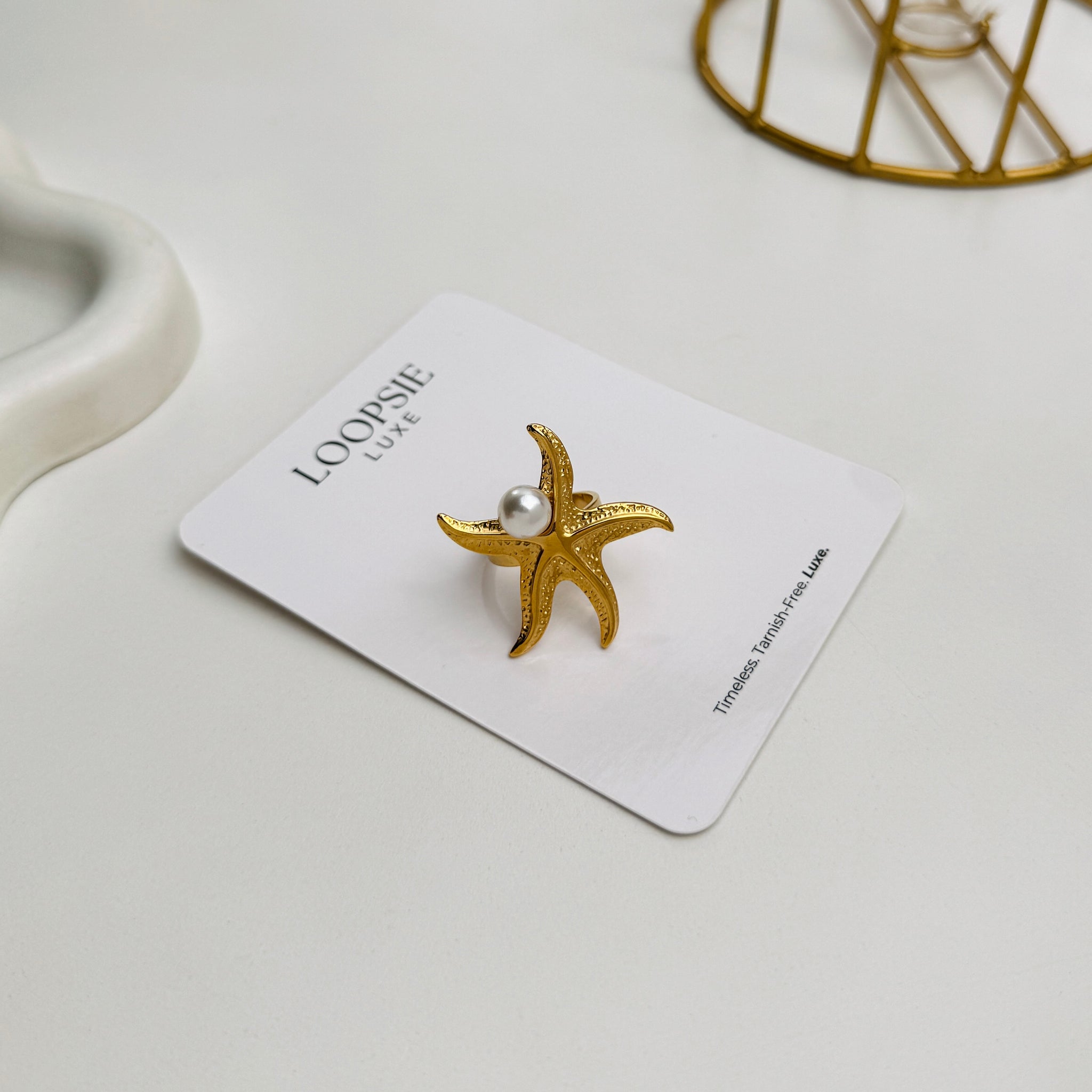 Sea Pearl Star Ring