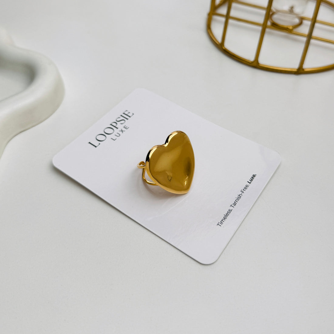 Golden Blooming Heart Ring