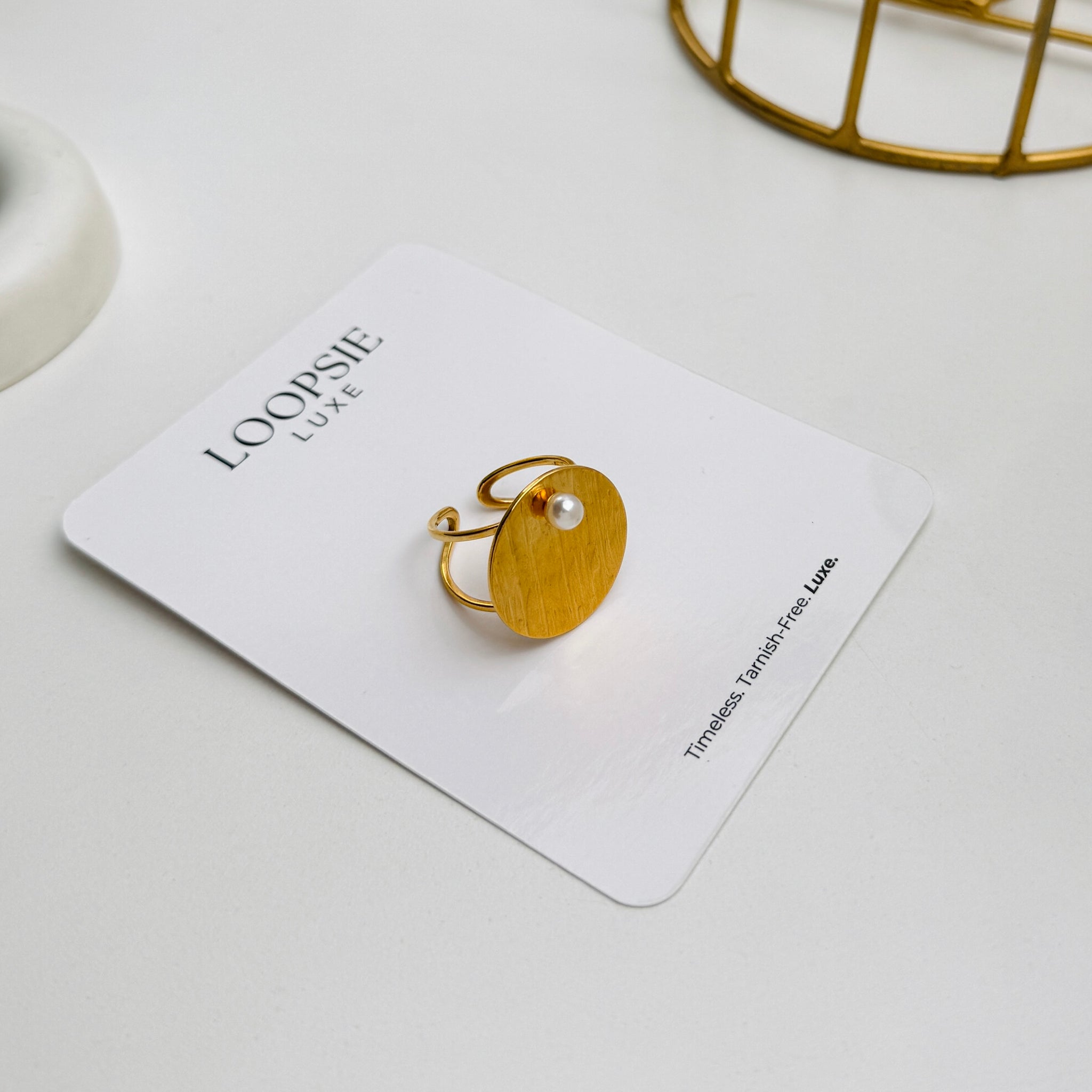 Luna Disc Pearl Ring