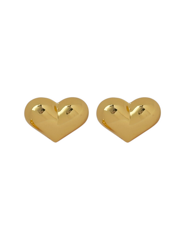 Puffy Gold Heart Studs