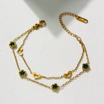 Emerald Love Dual Chain Bracelet