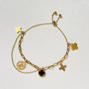 Golden Luxe Duo Bracelet | Designer Charm Edition