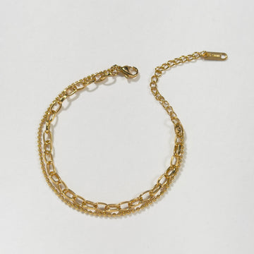 Golden Layers Bracelet | Dual Link + Beaded Chain