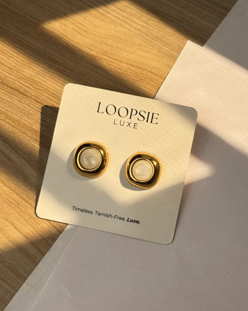 Ivory Halo Stud Earrings