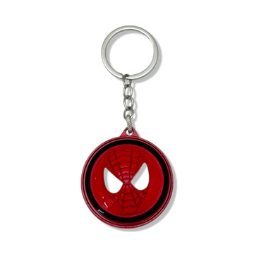 Spiderman face keychain – round red