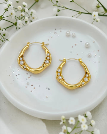 Pearl Crest Hoops