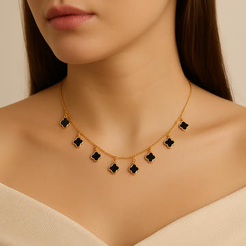 Midnight Clover Charm Necklace
