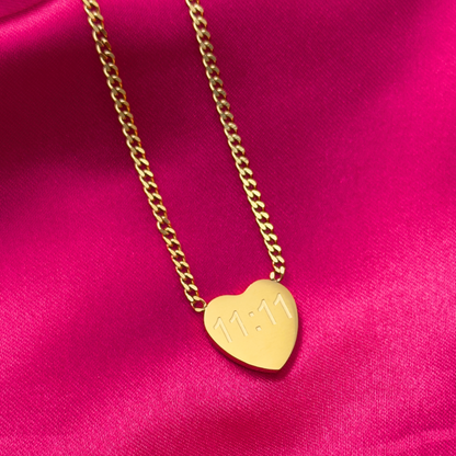 11:11 Gold Heart Necklace