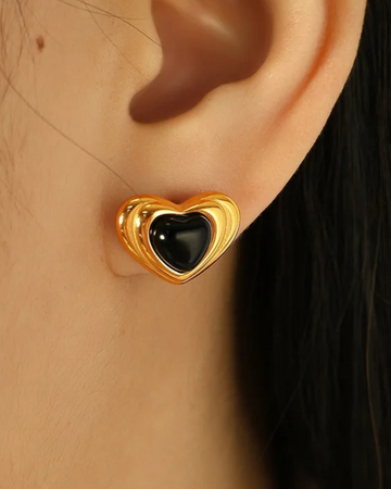 Noir Luxe Heart Studs