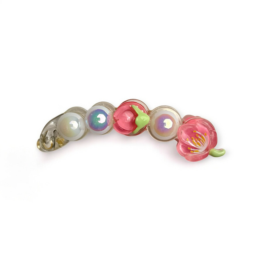 Petal Pearl Claw – Aesthetic Floral Hair Clip with Pearls - 1 Piece