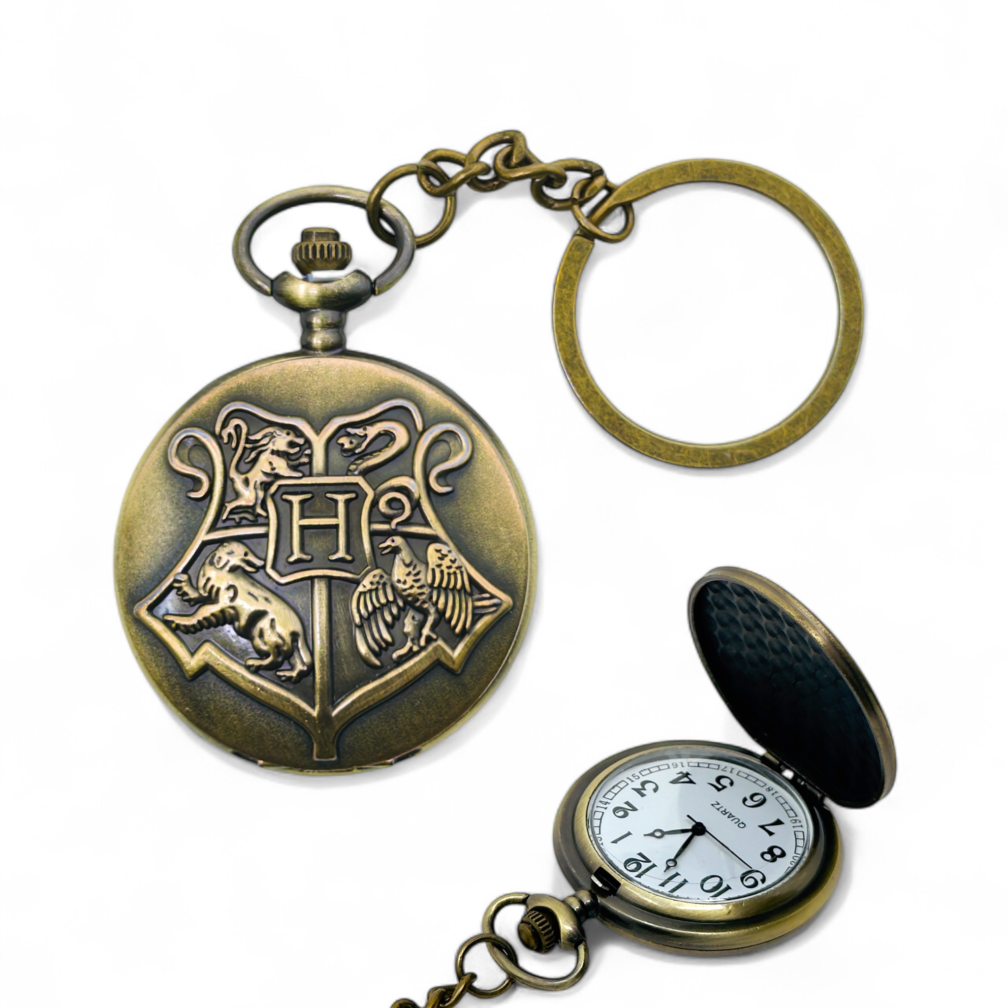 Hogwarts Crest Vintage Pocket Watch Keychain
