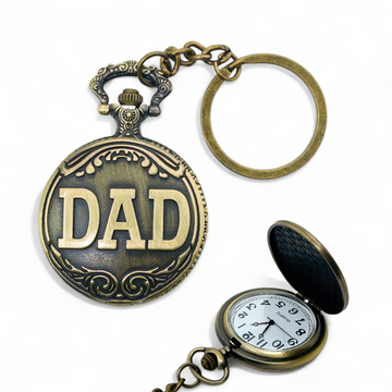 Classic DAD Embossed Pocket Watch Keychain