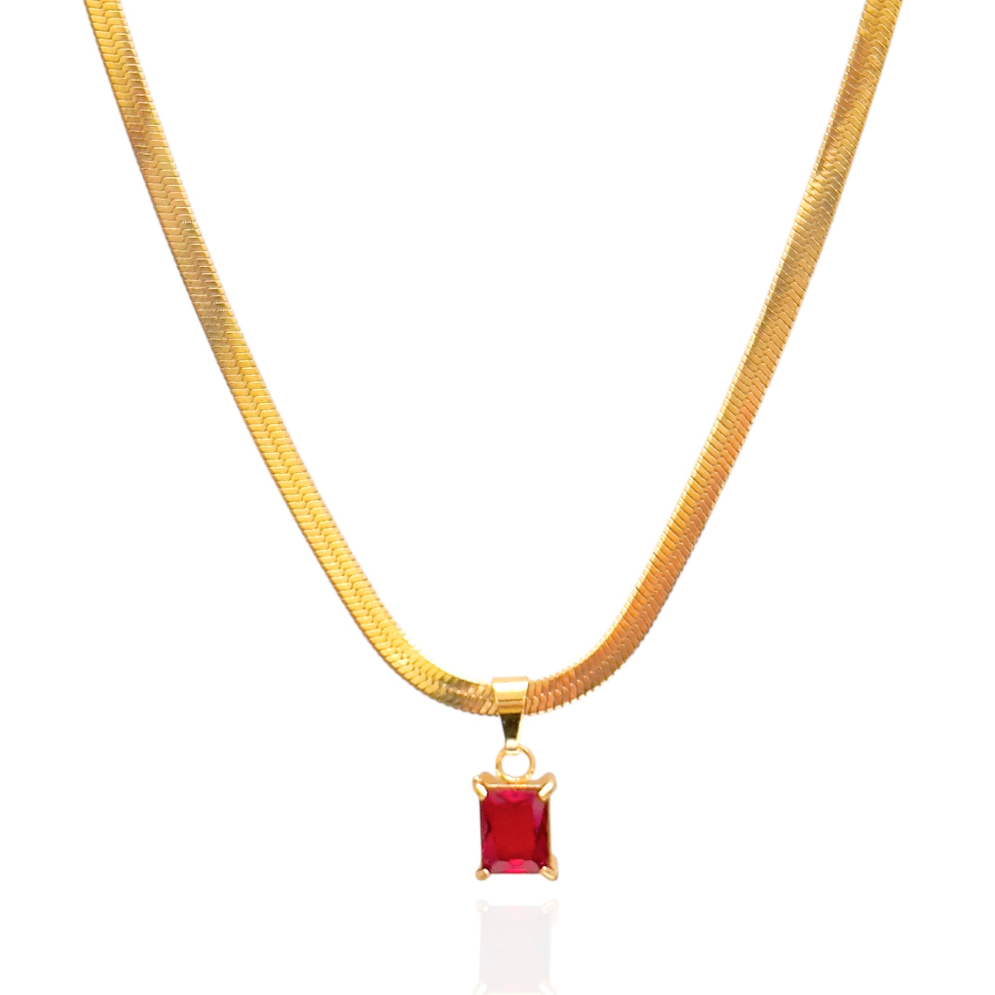 Red Flame Herringbone Necklace