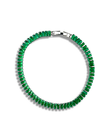 Emerald Silver Tennis Bracelet