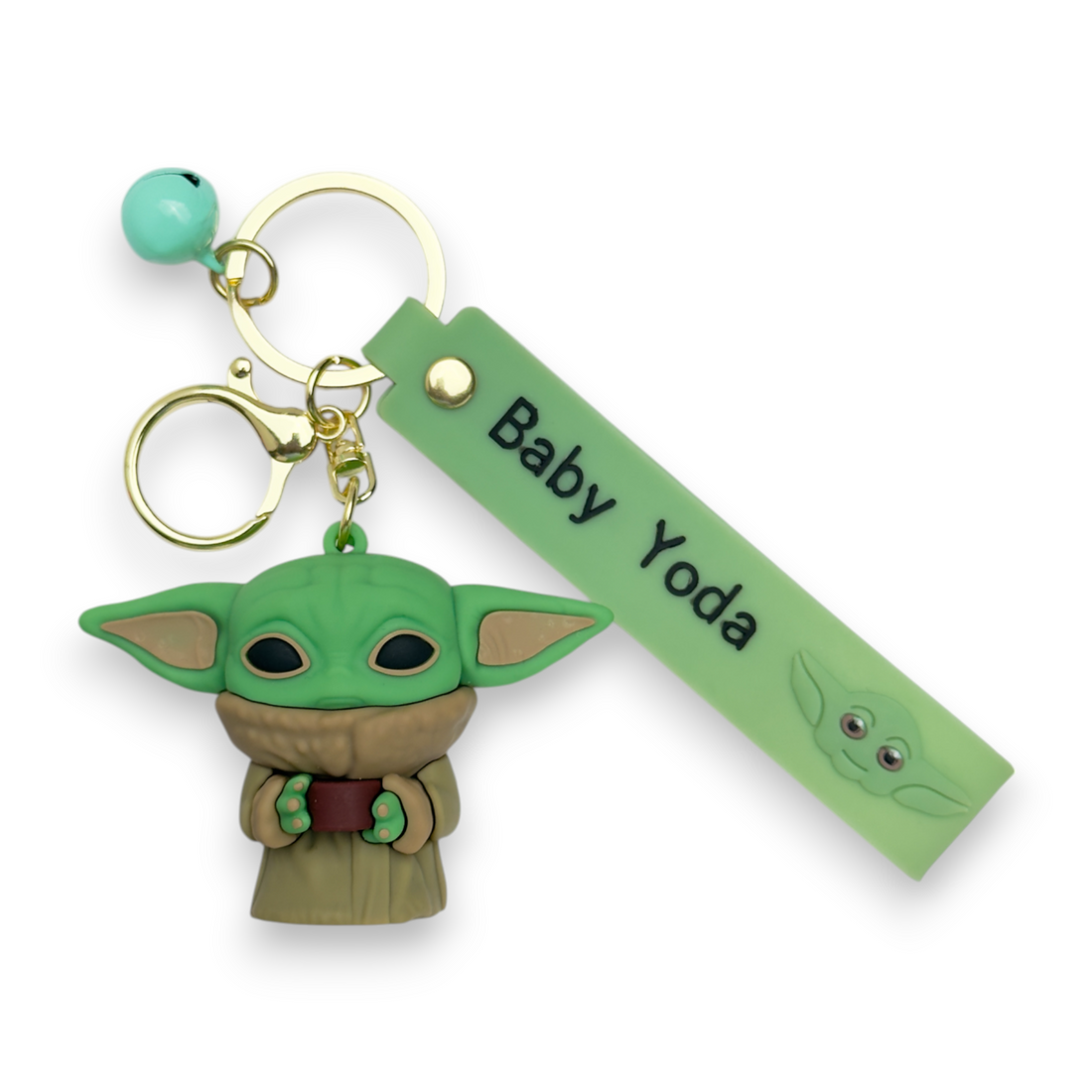 Baby Yoda Grogu Star Wars Keychain with Mint Bell Charm