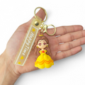 Cartoon Belle in yellow dress keychain inspired by Beauty and the Beast