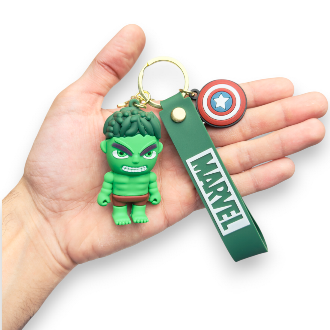 3D Hulk Figurine Keychain with Captain America Shield for Bags