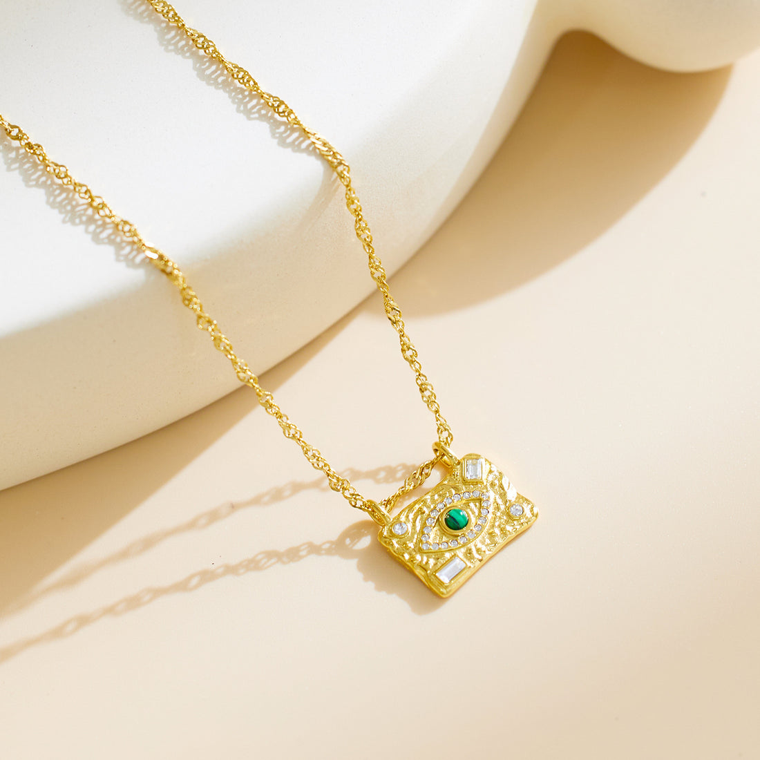 Mystic Malachite Evil Eye Necklace