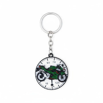 Green Ninja Bike Speedometer Metal Spinner Keychain