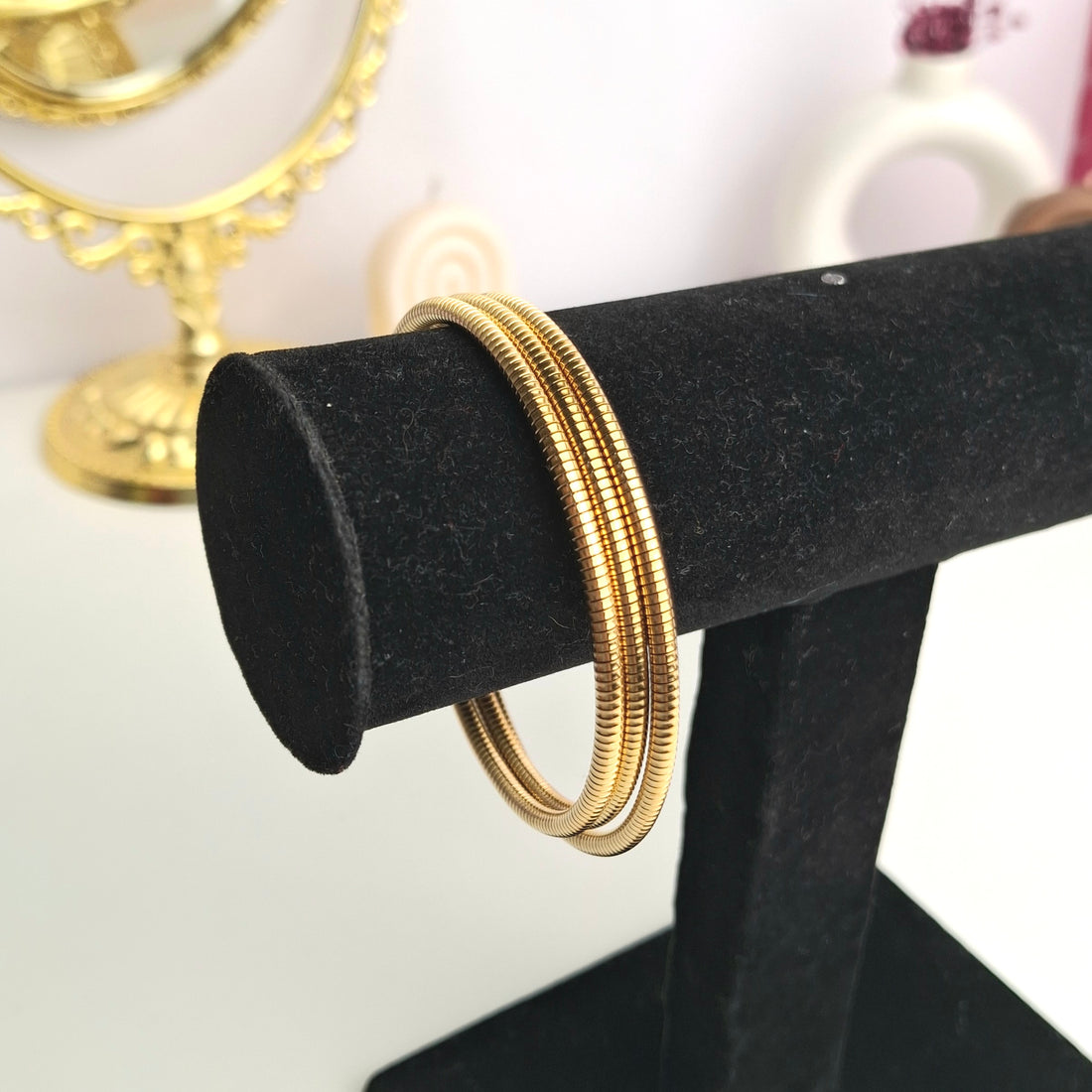 Serpent Glow Bracelet | Gold Coil Bangle