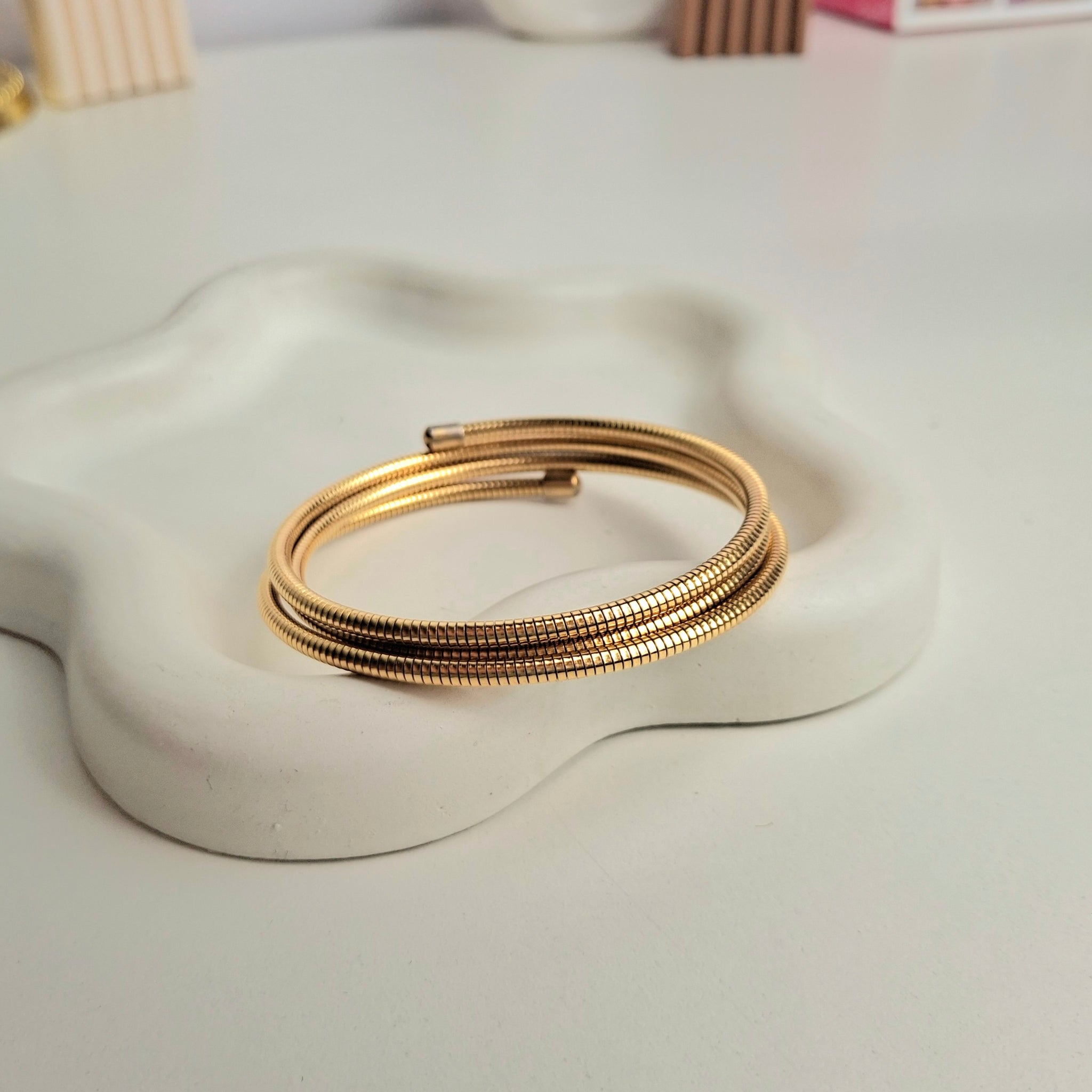 Serpent Glow Bracelet | Gold Coil Bangle